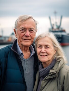 Älteres Senioren Ehepaar genießt das Leben und reist, Urlaub, liebe, generative AI