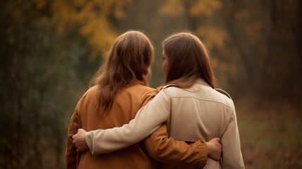 Fototapeta premium girls in love together. Generative AI,