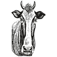 Vector image of silhouette of a cow on a white background, calf
