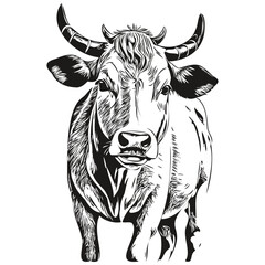Vector image of silhouette of a cow on a white background, calf © Сергей Тарасюк