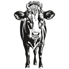 cow sketch, hand drawing, vintage engraving style, vector illustration calf