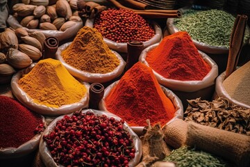 spices and herbs in the market generated with AI tools
