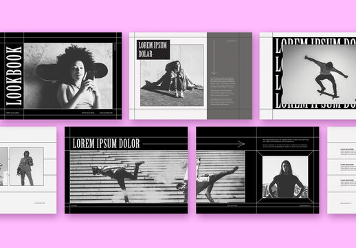Layout Lookbook Moderno in Bianco E Nero