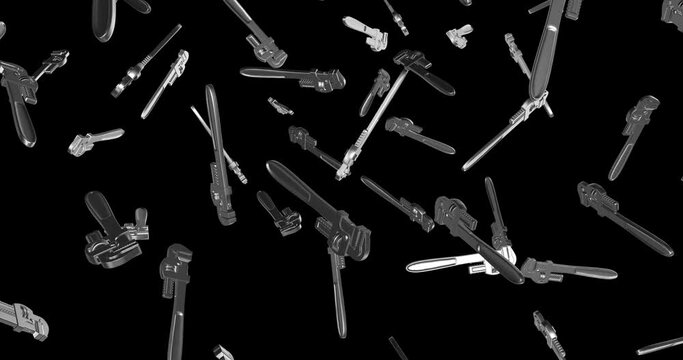 Monkey Wrenches falling slow motion