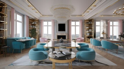 art deco style penthouse interior