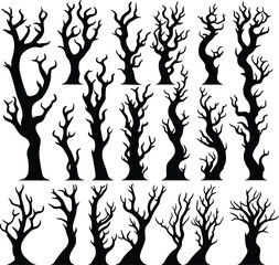 Pack of 19 Haunting Dead Tree Vector Silhouettes for Your Designs