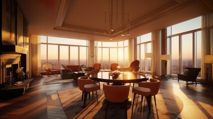 art deco style penthouse interior