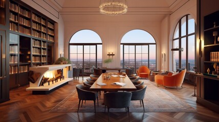 art deco style penthouse interior