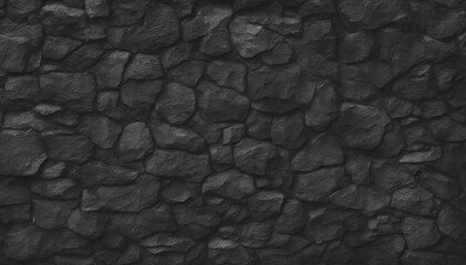 black concrete wall , grunge stone texture , dark gray rock surface background panoramic wide banner. Generative AI