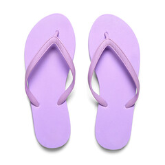 Pair of lilac flip-flops on white background