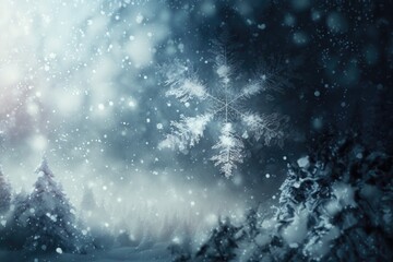 Fototapeta na wymiar winter wonderland with snow-covered trees and falling snowflakes. Generative AI