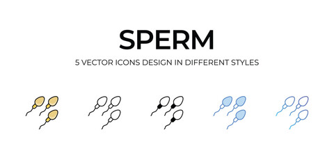 Sperm Icon Design in Five style with Editable Stroke. Line, Solid, Flat Line, Duo Tone Color, and Color Gradient Line. Suitable for Web Page, Mobile App, UI, UX and GUI design.