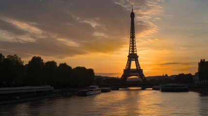 Fototapeta na wymiar The Eiffel Tower at Sunset