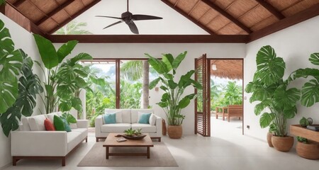 Luxury Living in Costa Rica: A Look Inside a Tropical Villa's Interior generative ai - 592057993