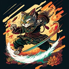 Samurai Cat Warrior