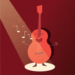 Guitar carton icon vector. Acoustic classic musical instrument sign isolated on background. Trendy Flat style illustration for graphic design, logo. Musical string instrument collection.
