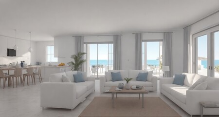 Fototapeta na wymiar A Glimpse Inside a Luxurious Coastal Estate in Ibiza, Spain generative ai