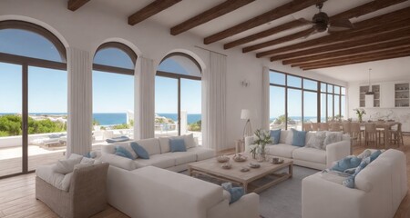 A Glimpse Inside the Lavish Interiors of a Coastal Mansion in Ibiza, Spain generative ai - 592058795