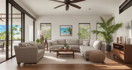 Indulging in Maui's Paradise: A Look Inside a Hawaiian Estate's Living Room generative ai