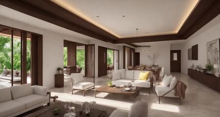 Fototapeta na wymiar A Taste of Paradise: An Elegant Living Room in a Costa Rican Mansion generative ai
