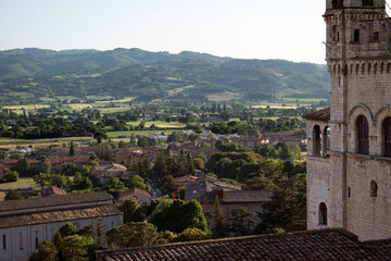 Obraz premium Italian countryside panorama from the medieval town of Gubbio in Perugia, Umbria
