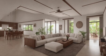 Fototapeta na wymiar A Tropical Paradise Estate: Costa Rican Living Room Interior generative ai