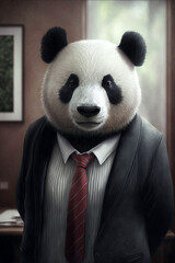 Panda Bear in a business suit and tie
