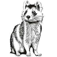 Vintage engrave isolated Ferret illustration cut ink sketch polecat