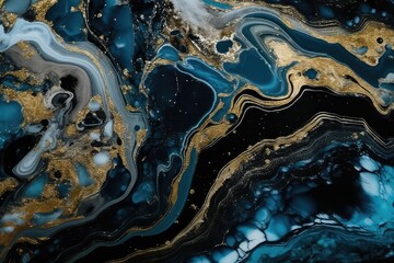 Swirled Texture Agate, Blue and Gold, Fabric Pattern, Clothing Pattern