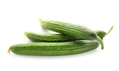 Fresh cucumbers isolated on white background