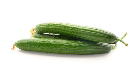 Fresh cucumbers isolated on white background