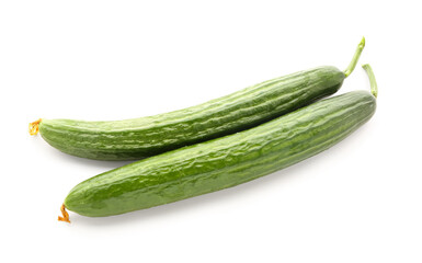Fresh cucumbers isolated on white background