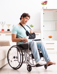 Young handsome man in wheelchair