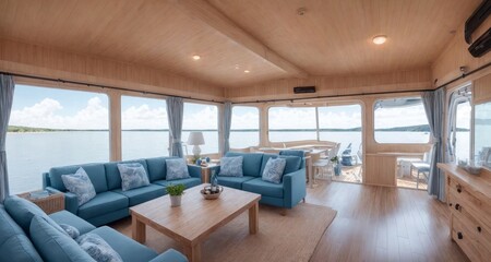 Coastal Living at its Finest: A Houseboat Interior in Cape Cod generative ai - 592064543