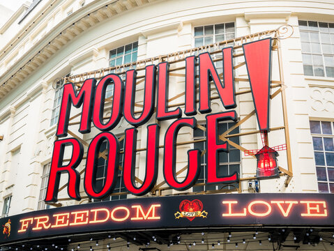 London, UK, April 8th 2023: Moulin Rouge musical theatre show at PICCADILLY THEATRE
16 Denman Street,
London W1D 7DY. Concept for London nightlife, musicals, entertainment, tourism and culture.