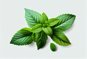 green mint leaves png clipart illustration. Generative AI