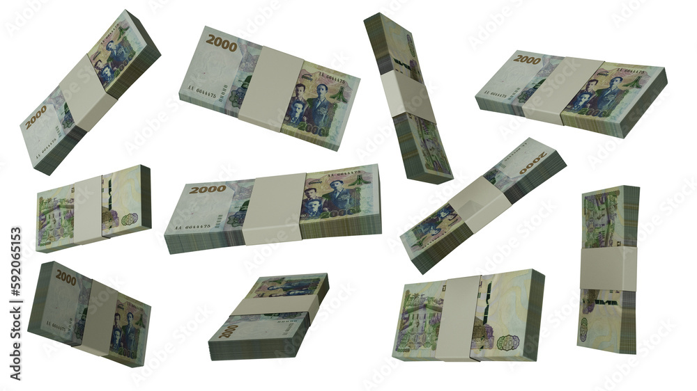 Poster 3d rendering of stacks of algerian dinar notes flying in different angles and orientations isolated 
