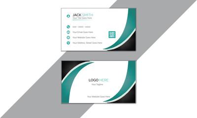  Double-sided creative and modern business card template. Portrait and landscape orientation. Personal visiting card with company logo.