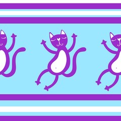 Halloween black cats seamless cartoon animals pattern for wrapping paper and fabrics and linens and kids