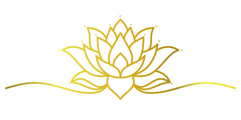 Golden Lotus flowers line art style vector