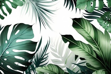 fresh green leaves isolated on a white background. Generative AI