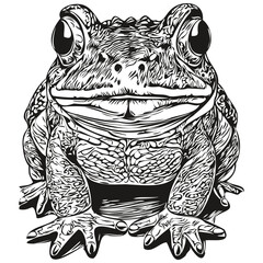 Fototapeta premium Engrave frog illustration in vintage hand drawing style toad