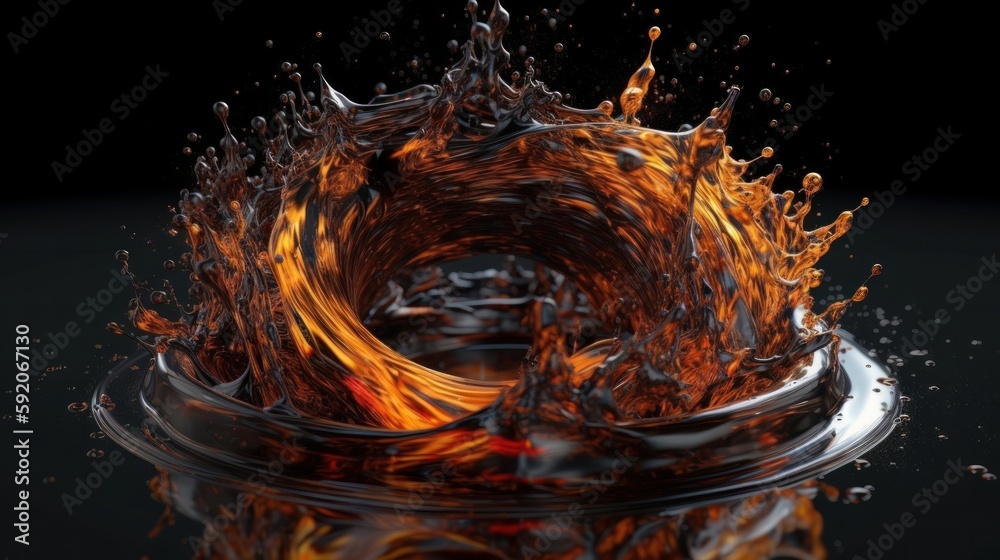 Poster abstract circle liquid motion flow explosion. generative ai