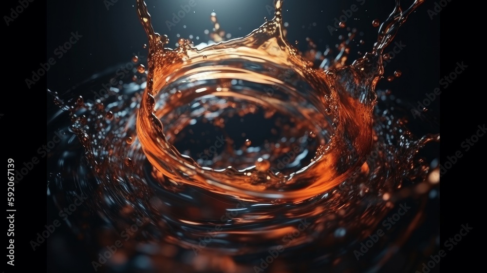 Poster abstract circle liquid motion flow explosion. generative ai
