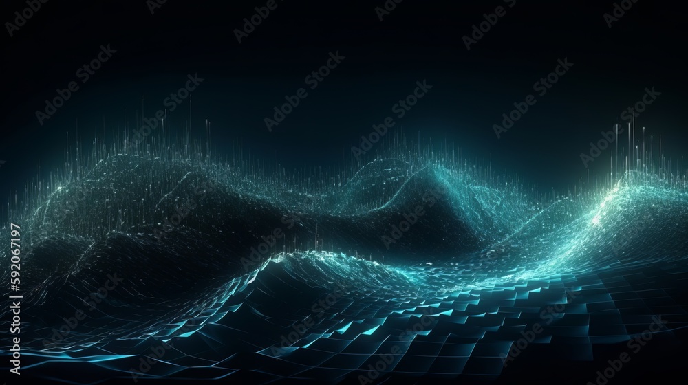 Poster gravitational waves of blue exploration: widescreen cosmic background of the future: generative ai