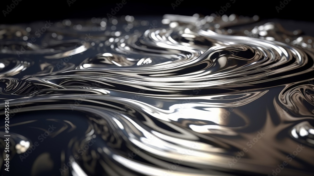 Poster Black surface with reflections black water waves background simple spaces use us contemporary background graphic backdrop. Generative ai