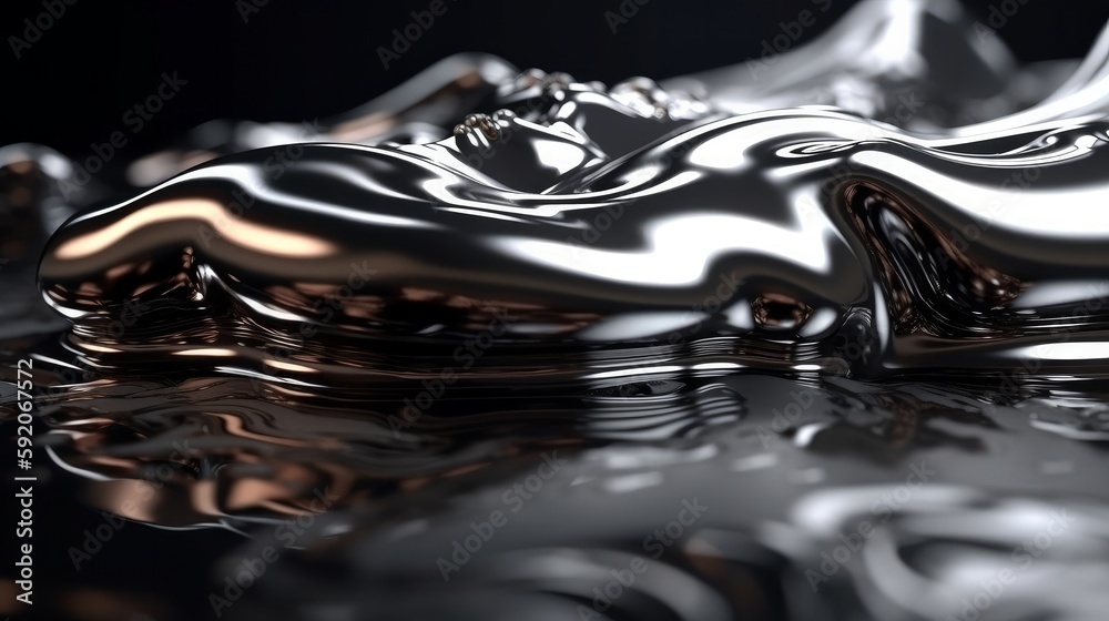 Poster Black surface with reflections black water waves background simple spaces use us contemporary background graphic backdrop. Generative ai