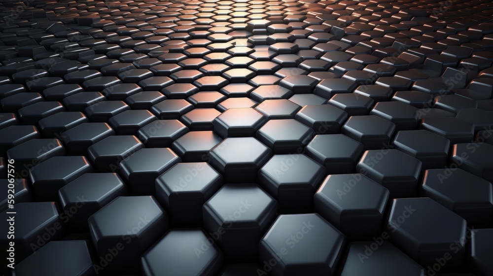 Poster Abstract technological hexagonal background. Generative ai