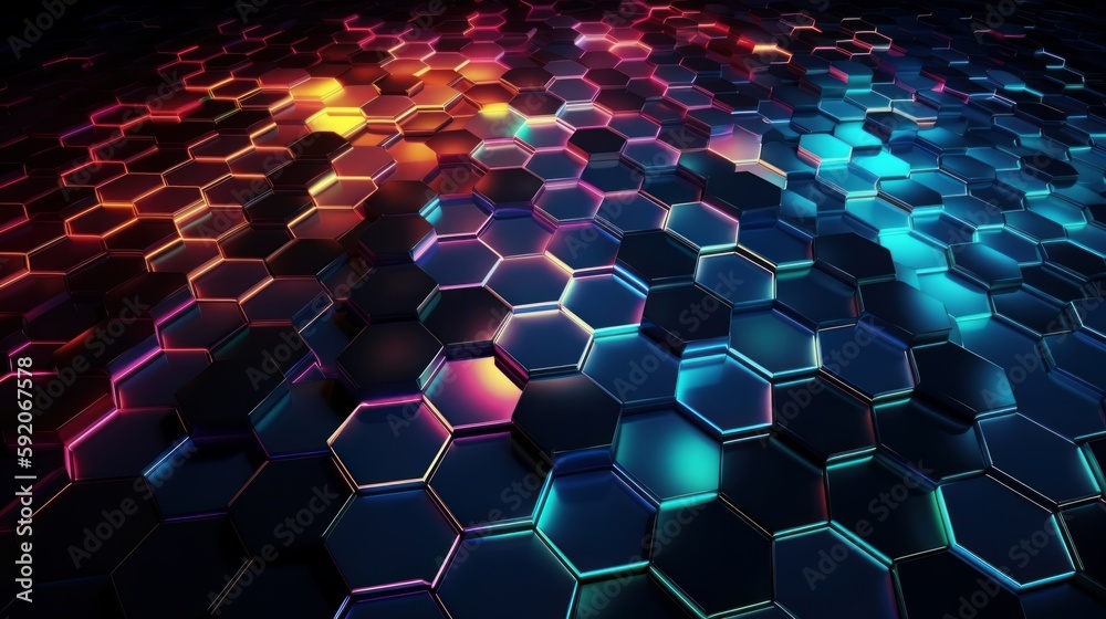Aufkleber Abstract technological hexagonal background. Generative ai