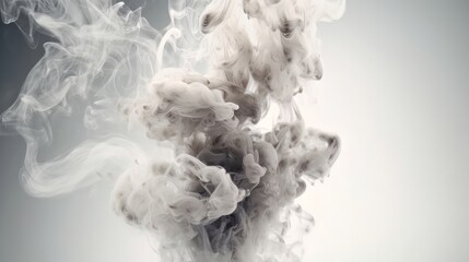 Fototapeta premium Close-up of a man spewing cigarette smoke from his mouth, black background, and space for text. Generative ai